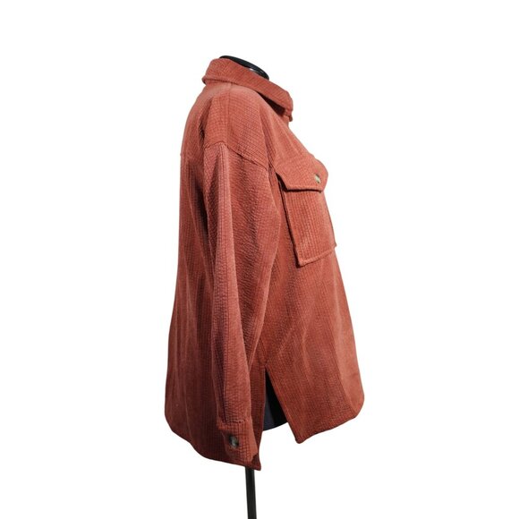 Forever‎ 21+ women's terracotta textured hi-lo corduroy shirt jacket shacket 0X - Picture 4 of 9